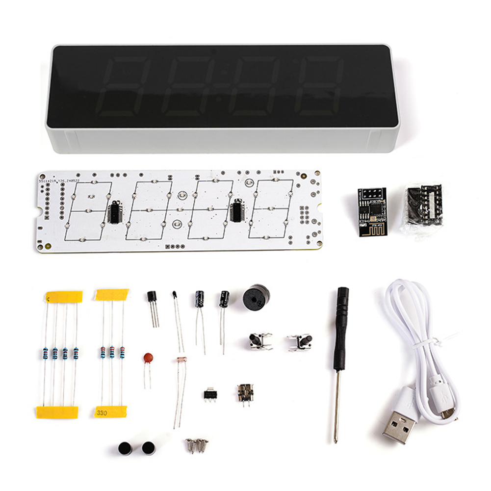 Diy Electronics Components Kit - カラフルなwifiインテリジェント電子時計キット、DIY溶接練習部品セット、自動時間同期、esp8266