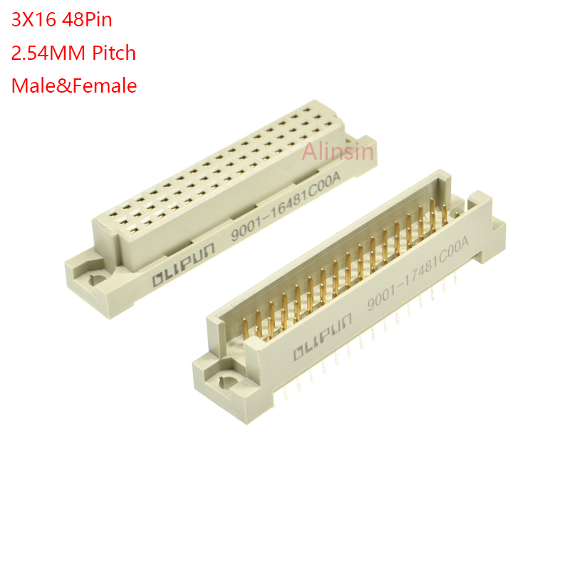Male Female Header Pin - 穴と穴のある3列オスおよびメスコネクタ,41612x16 48ピンピッチ,2.54mm,9001 15481 16481 17481 18481,5個