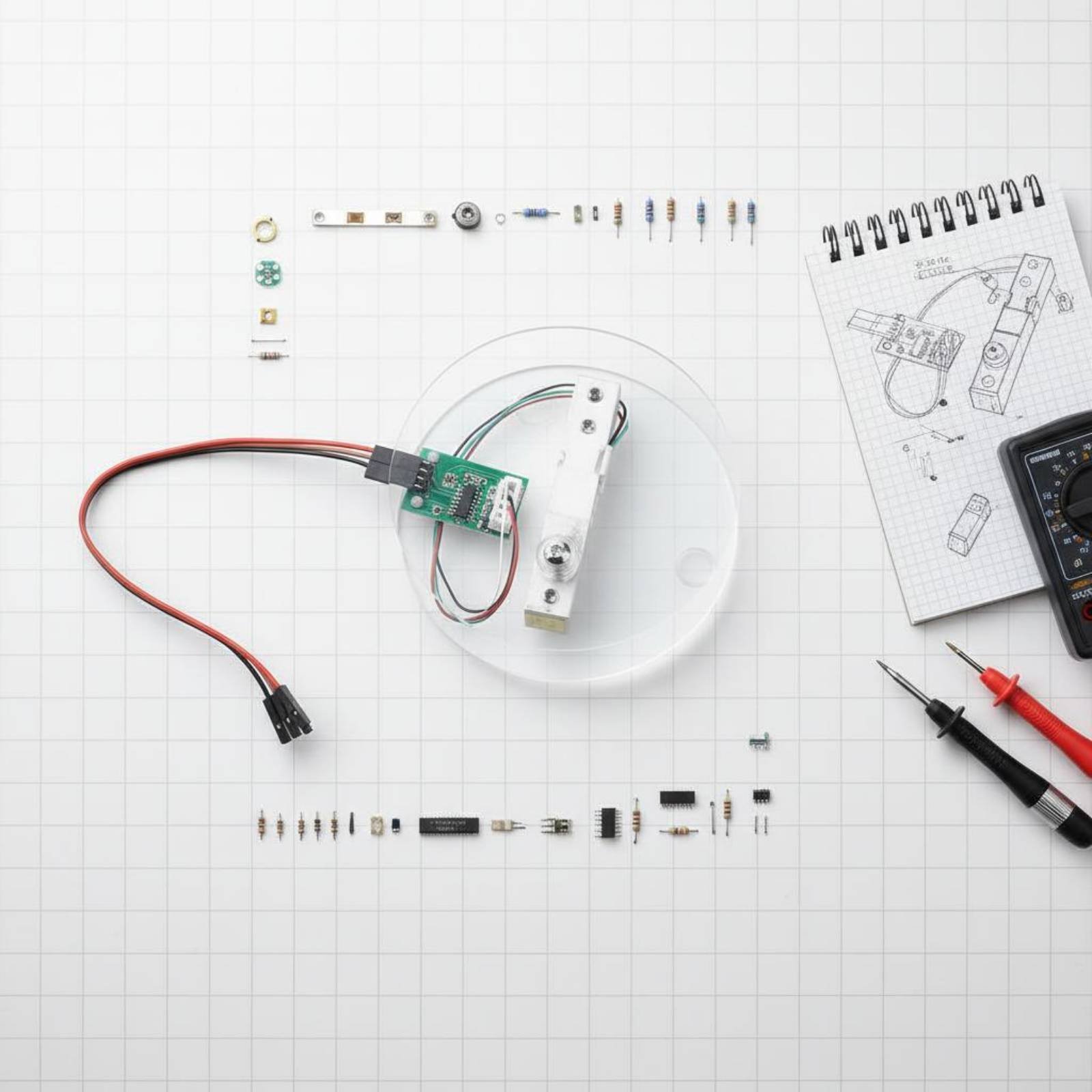 Diy Electronics Guide - HX711 計量トランスデューサーキット高精度 DIY 電子スケールキットロードトランスデューサートランスデューサーモジュールにはガイドが含まれています