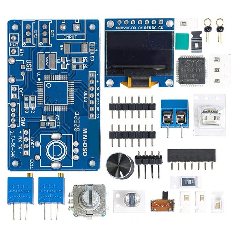 Diy Electronics Components Kit - AT14 デジタル DIY オシロスコープキット STC8K8A マイクロコントローラー電子部品はんだ付け練習用ルースパーツ