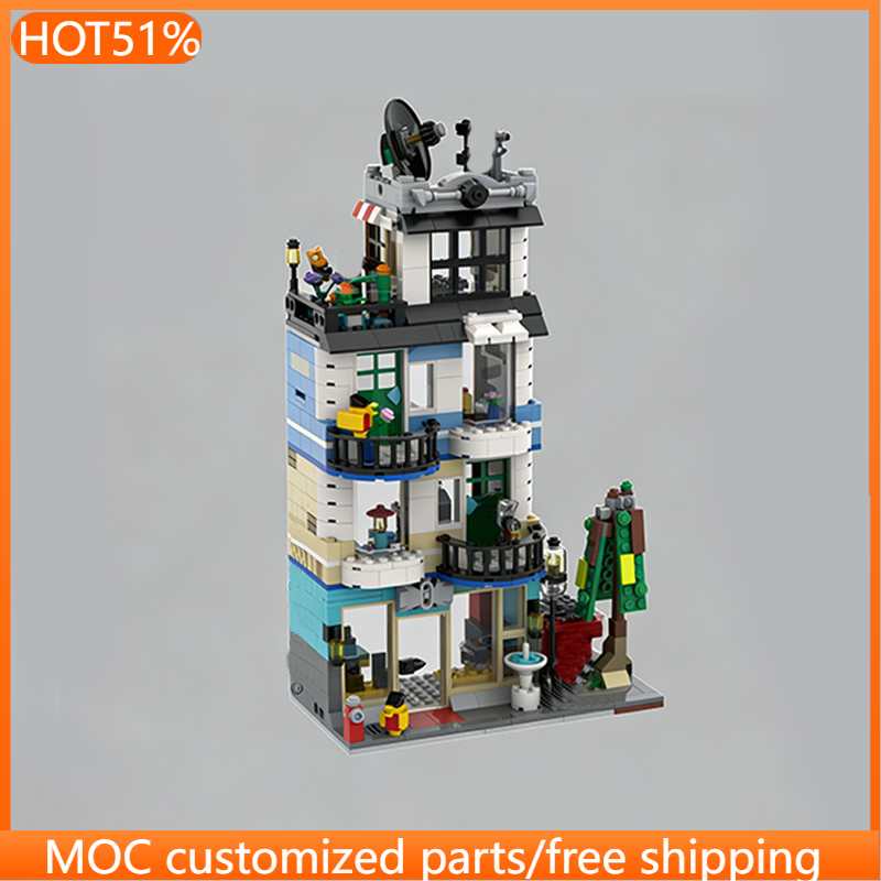 Diy Electronics Shop - 856ピース モジュール式ビルディングアパートタワー 電子機器ショップ付き MOCカスタマイズ モジュール式ビルディングブロック DIY