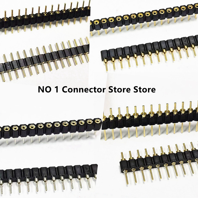 Male Female Header Pin - 1 個 2.54 ミリメートルピッチ丸穴オス錫ゴールドメスピンヘッダ単列 1*40P 金メッキラウンドピンヘッダ