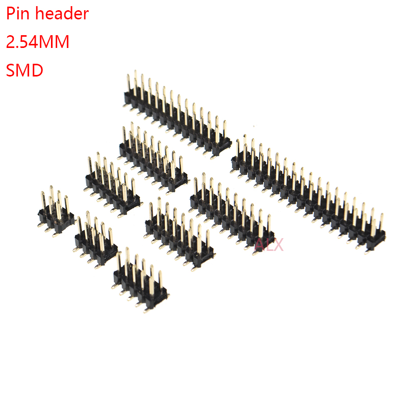 Male Female Header Pin - 10 個 SMD SMT 2*2/3/4/5/6/7/8/9/10/12/16/20/40/ピン複列オスピンヘッダー 2.54