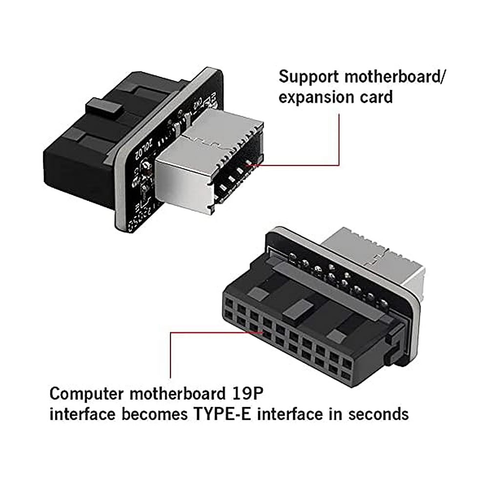 Male Female Header Pin - USB 3.0 19/20ピン to Type Eアダプター、Type-Eメス
