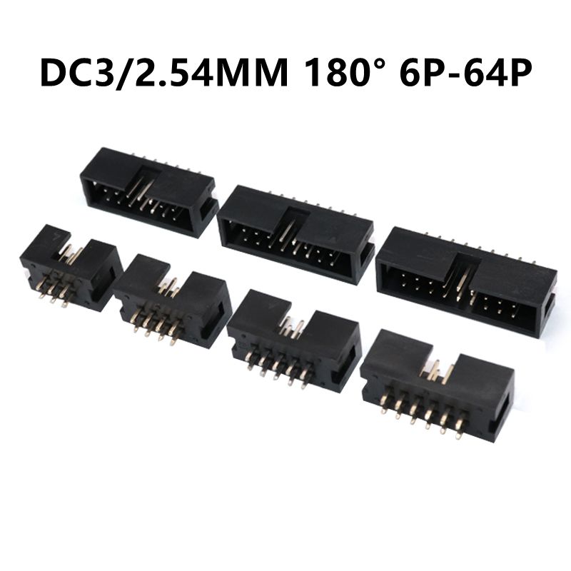 Male Female Header Pin - 10pcs idc/jtag 2.54 dc3オスピンpcbヘッダーコネクタ2*3/4/5/6/7/8/26/40pストレートシュラウドソケットボックス用ヘッダーピッチ2.54mm