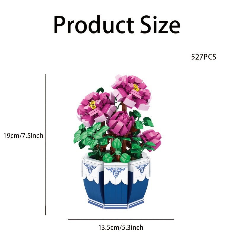 絶妙な牡丹の花の花束ビルディングブロックキット、レンガセット - Diy Electronics For Adults のレビューと価格