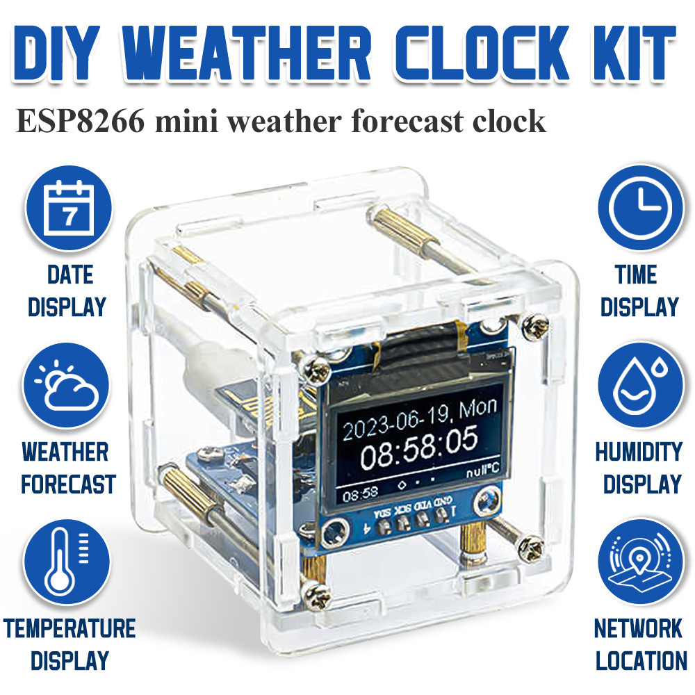 ESP8266 ミニ天気時計 WIFI デジタル時計電子多機 - Diy In Electronics のレビューと価格