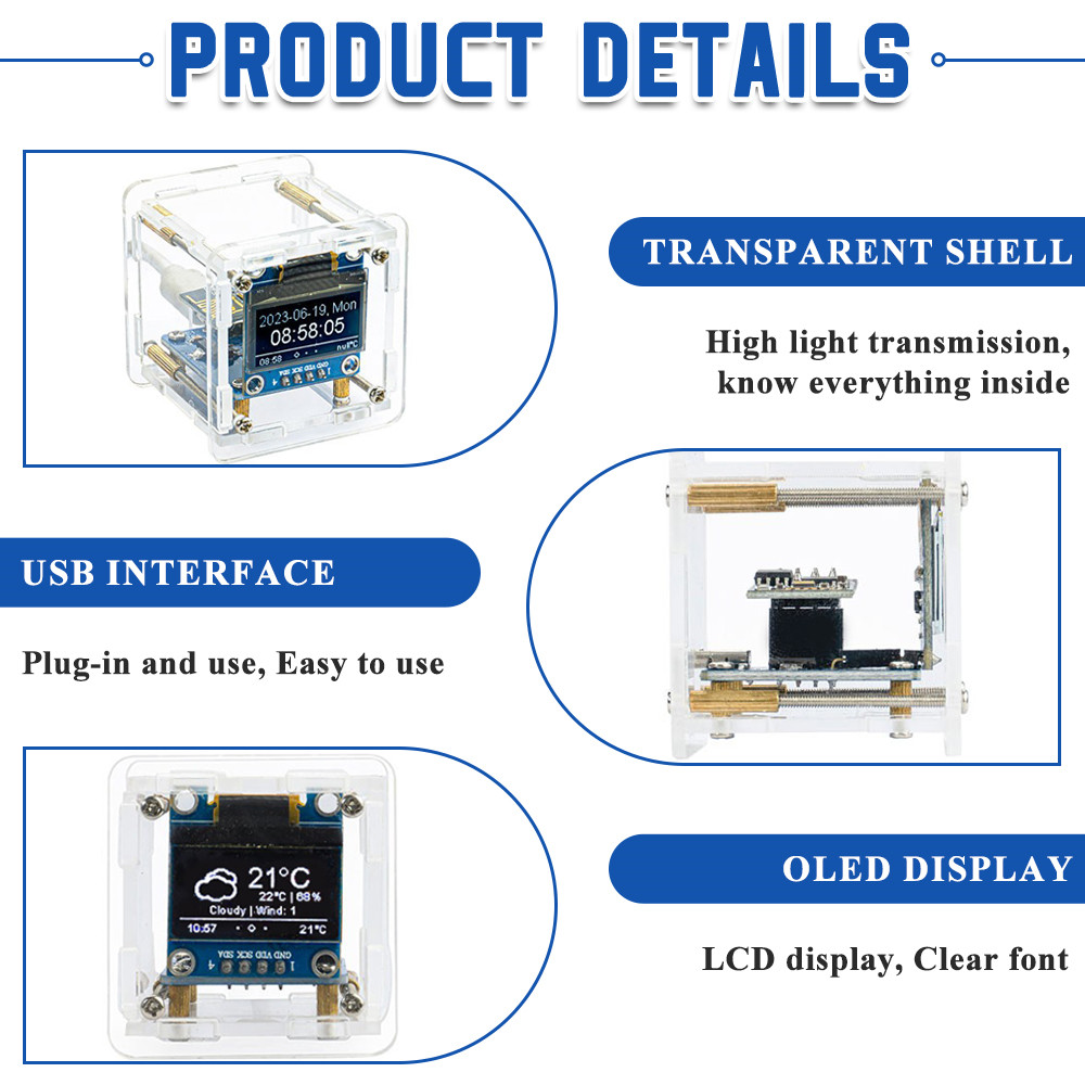 ESP8266 ミニ天気時計 WIFI デジタル時計電子多機 - Diy In Electronics のレビューと価格