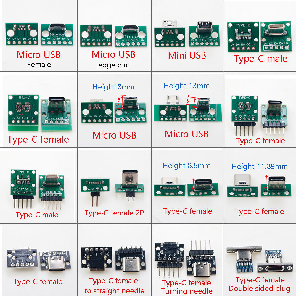マイクロミニUSB Type-C 2ピン USB 2.0 3 - Male Female Header Pin のレビューと価格