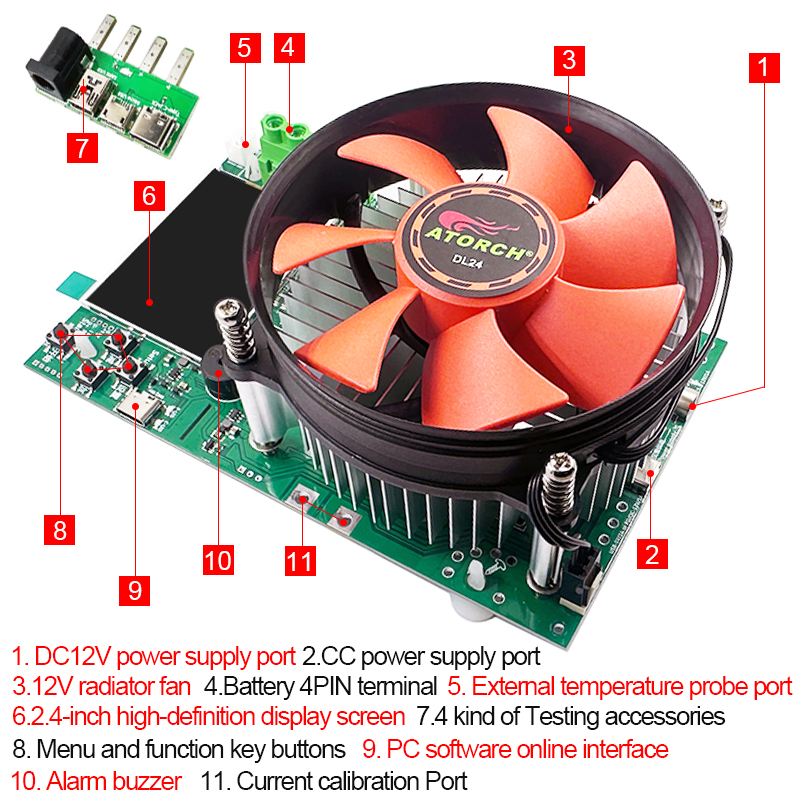 150W 4 線式バッテリー容量テスター 2.4 インチ T - Diy Electronic Load のレビューと価格